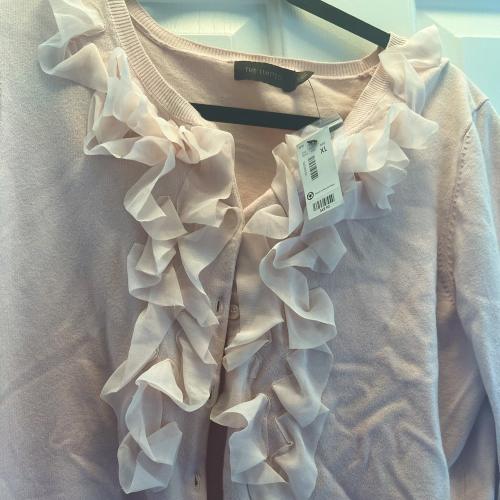Button down ruffle cardigan
